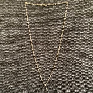 White gold wish bone necklace